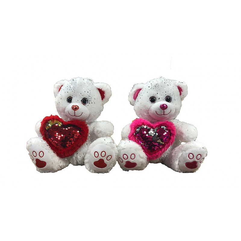Ours en peluche blanc adorable personnalisé avec coeur en bois -  France